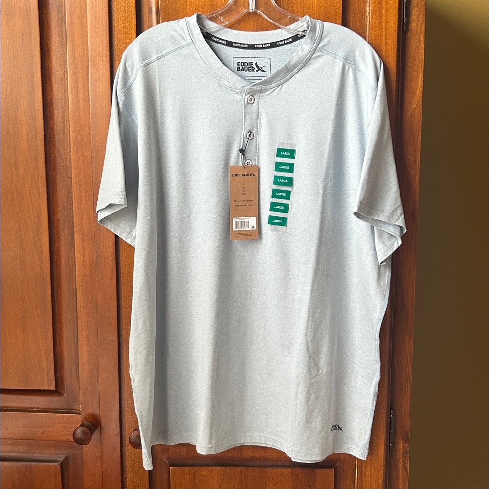 Pale Blue Eddie Bauer Men's Performance Henley